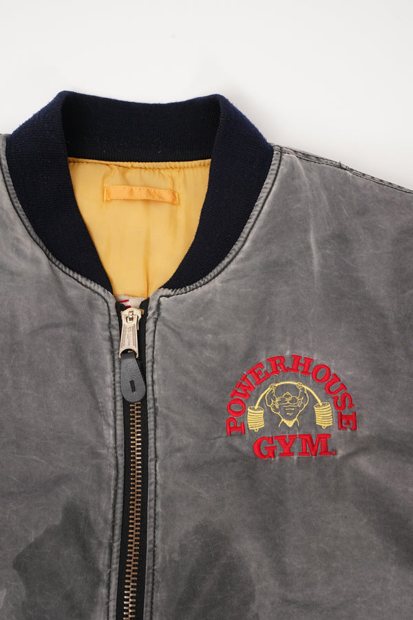 "S.E.I. co." -"POWER HOUSE GYM" Logo Embroidery Flight Jacket-