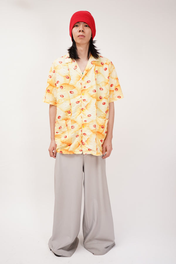 "KENZO HOMME" -Cotton S/S Open Collar Shirt-