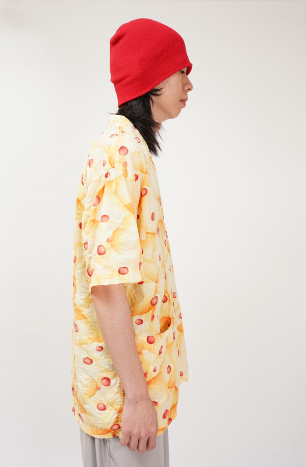 "KENZO HOMME" -Cotton S/S Open Collar Shirt-