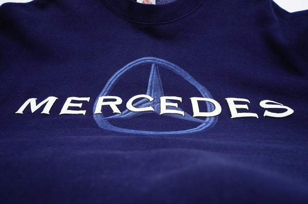 90's "FRUIT OF THE LOOM" -"MERCEDES" Logo Puff Print Crew Neck Sweat Shirt-