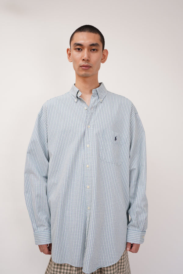 90's "Polo by Ralph Lauren" -"BIG SHIRT" Cotton Check B.D Shirt-