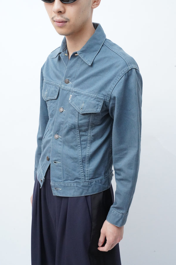70's "LEVI'S" -"SLIM FIT" Cotton Drill Trucker Jacket-