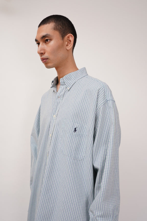 90's "Polo by Ralph Lauren" -"BIG SHIRT" Cotton Check B.D Shirt-