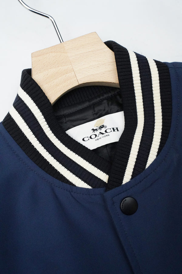 "COACH" -Leather Sleeve Stadium Jacket-
