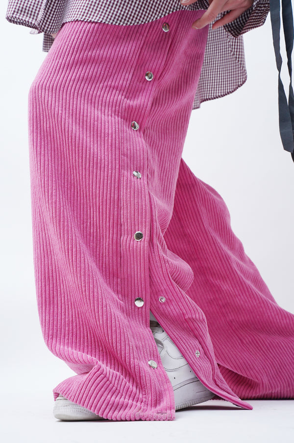 "ECKHAUS LATTA" -Side Snap Corduroy Easy Pants-