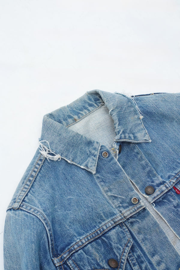 60's "LEVI'S" -"70805" Snap Denim Trucker Jacket-