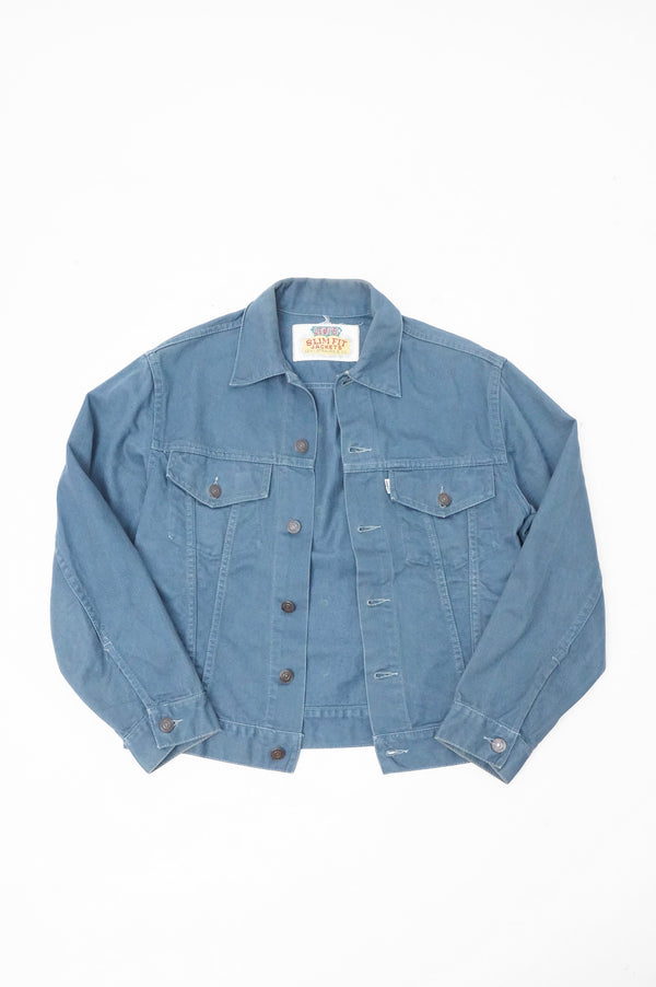 70's "LEVI'S" -"SLIM FIT" Cotton Drill Trucker Jacket-