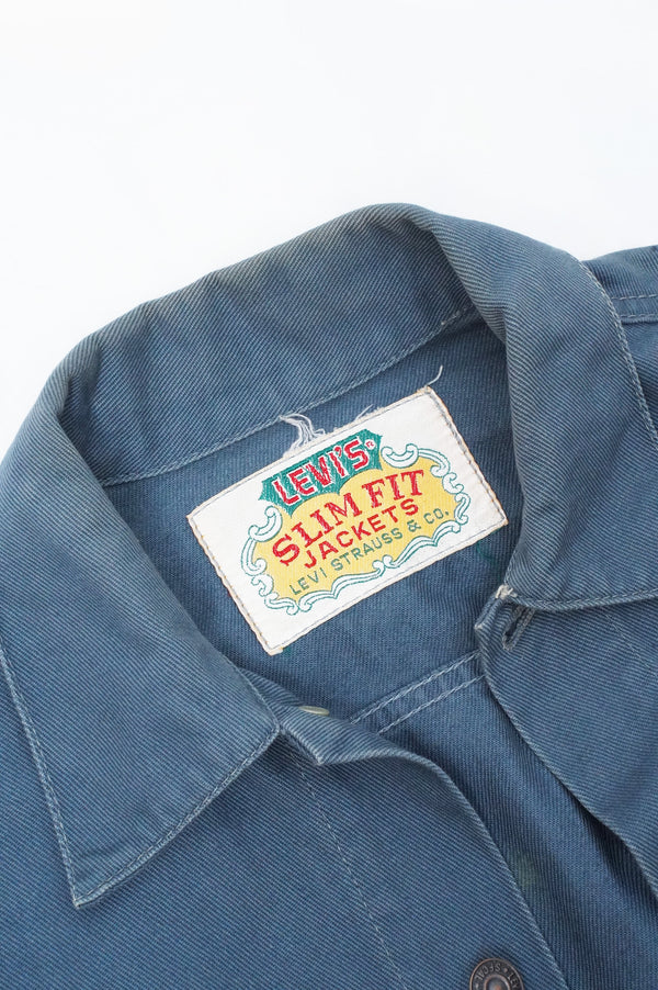 70's "LEVI'S" -"SLIM FIT" Cotton Drill Trucker Jacket-