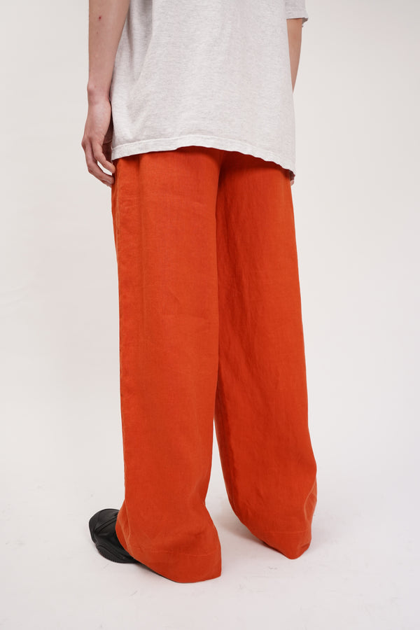 "UNKNOWN" -2 Tuck Linen Wide Pants-