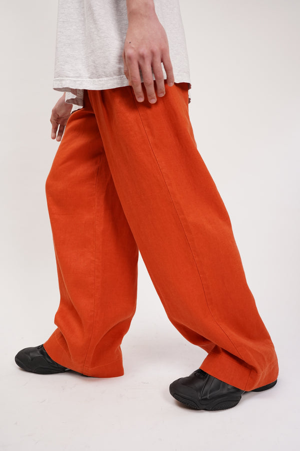 "UNKNOWN" -2 Tuck Linen Wide Pants-