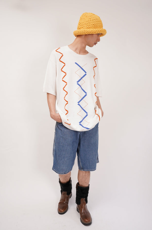 "PARDAZZIO" -Cotton/Acrylic S/S Knit Sweater-