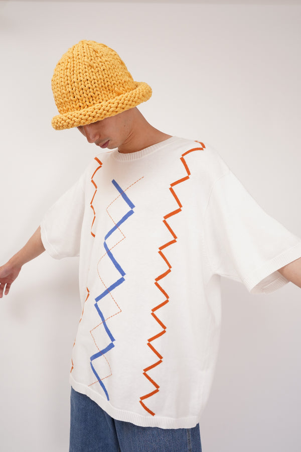 "PARDAZZIO" -Cotton/Acrylic S/S Knit Sweater-