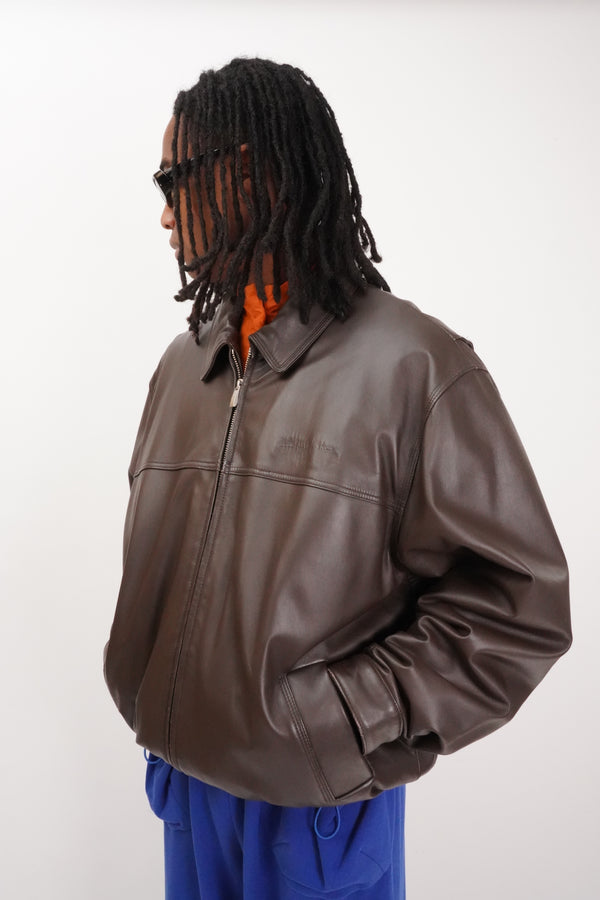 "Sean John" -Emboss Logo Leather Jacket-