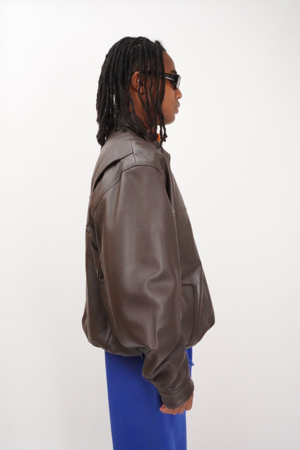 "Sean John" -Emboss Logo Leather Jacket-