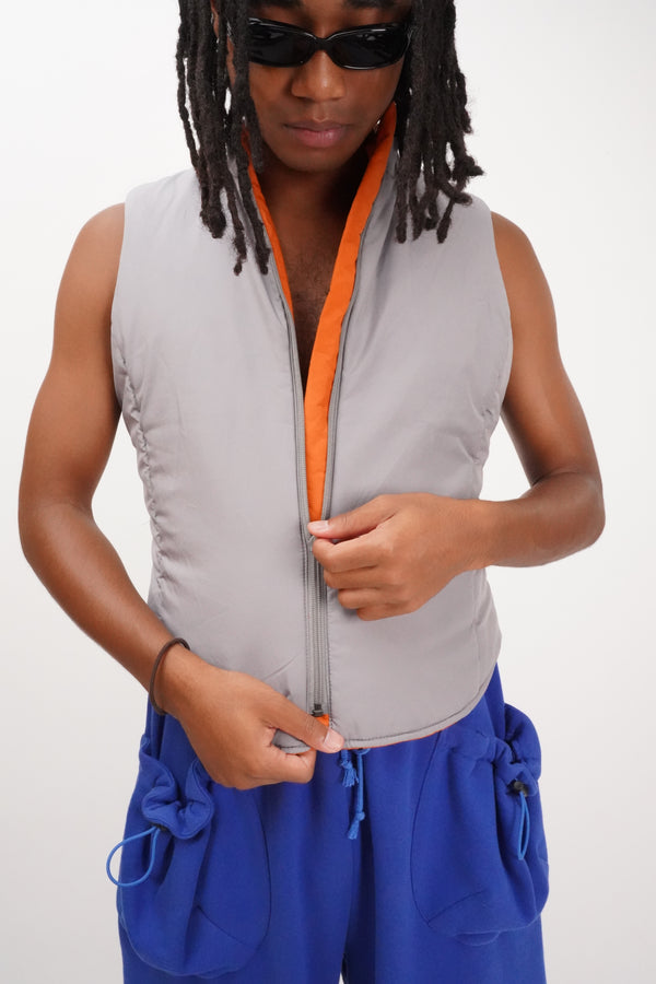 90's "Levi's SILVER TAB" -Padded Zip Up Vest (Reversible)-