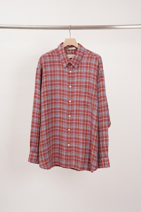 "ORVIS" -Check Pattern Linen L/S Shirts-