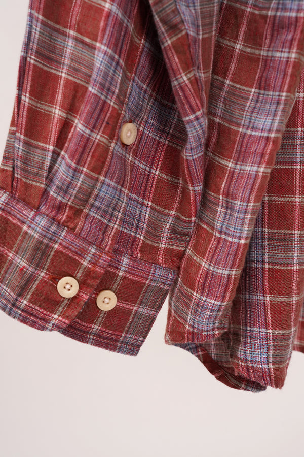 "ORVIS" -Check Pattern Linen L/S Shirts-