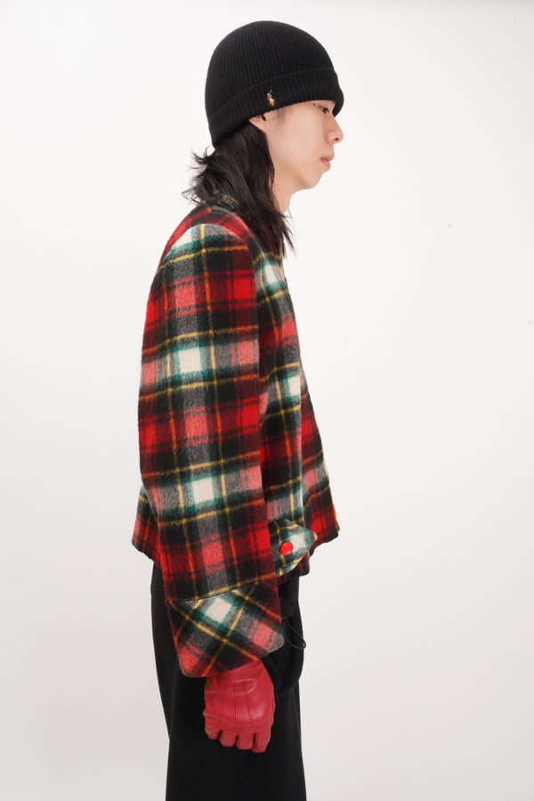 70's "UNKNOWN" -Handmade Check Pattern Wool Sport Blouson-