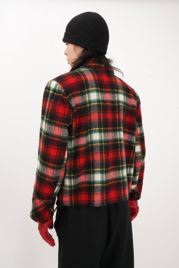 70's "UNKNOWN" -Handmade Check Pattern Wool Sport Blouson-