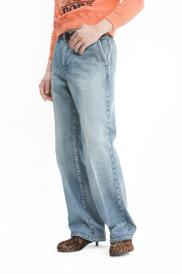 -DYLAN FLARED DENIM PANTS- [WASHED BLUE]