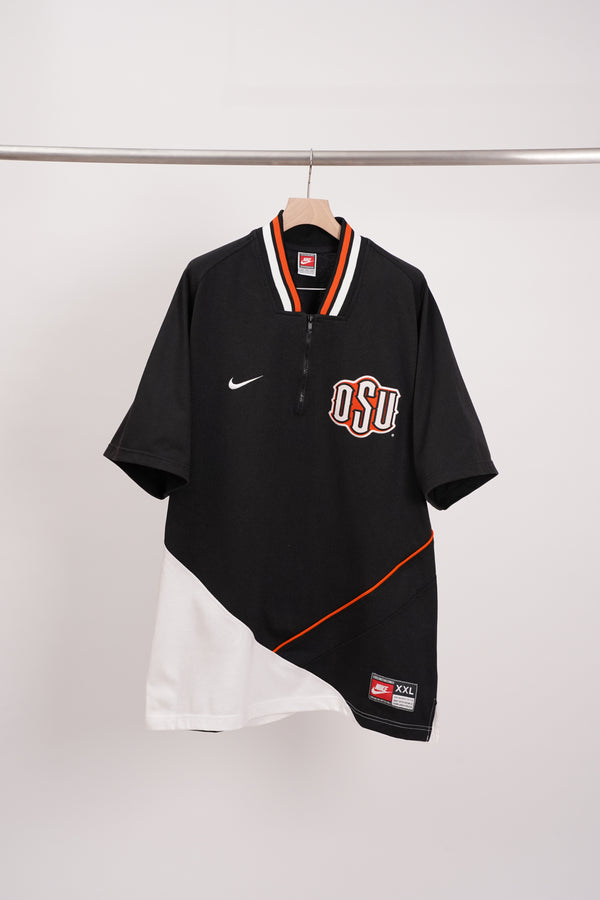 "NIKE" -"OSU" Logo Embroidery Half Zip Jersey Pullover-