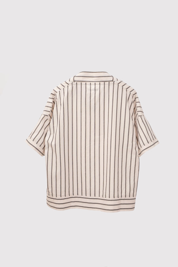 WASHED STRIPED COTTON SHORT SLEEVE TOP