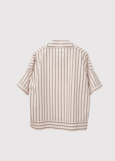 WASHED STRIPED COTTON SHORT SLEEVE TOP