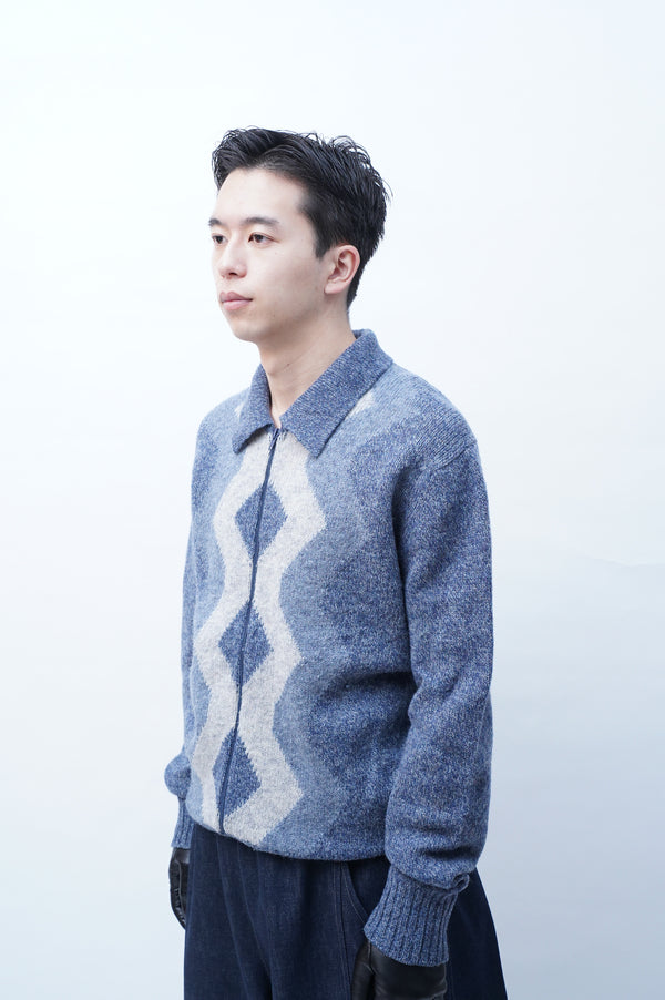 "ST.MICHAEL" -Wool Zip up Knit Sweater-