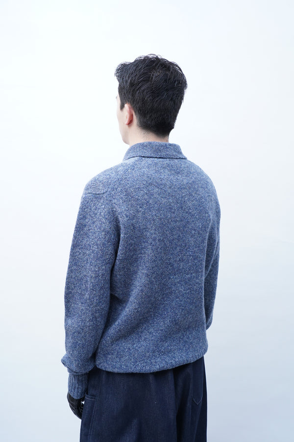 "ST.MICHAEL" -Wool Zip up Knit Sweater-