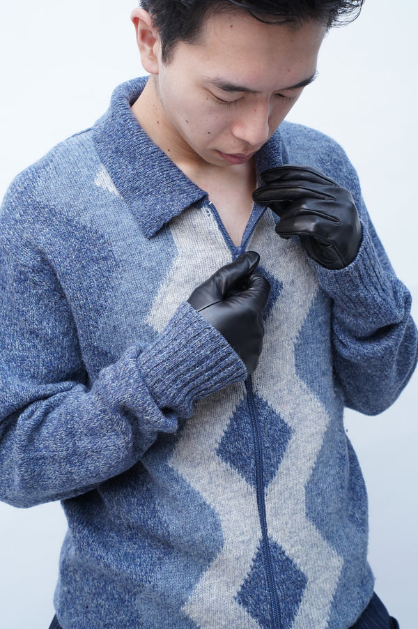 "ST.MICHAEL" -Wool Zip up Knit Sweater-