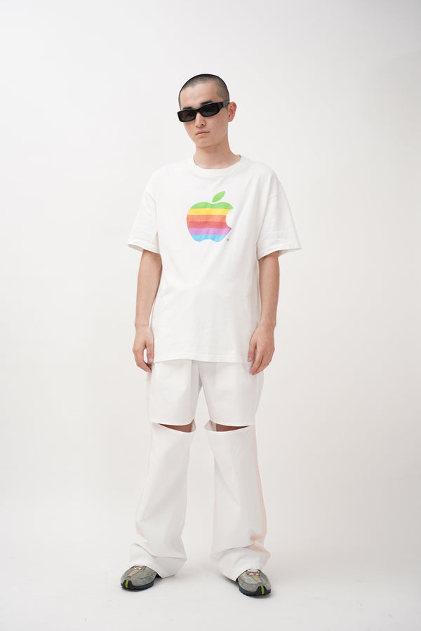 90's "Hanes" -Rainbow "Apple" Logo Printed S/S Tee-