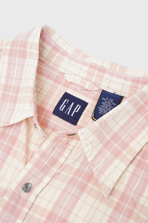 2000's "GAP" -Check Pattern Cotton Poplin L/S Western Shirt-