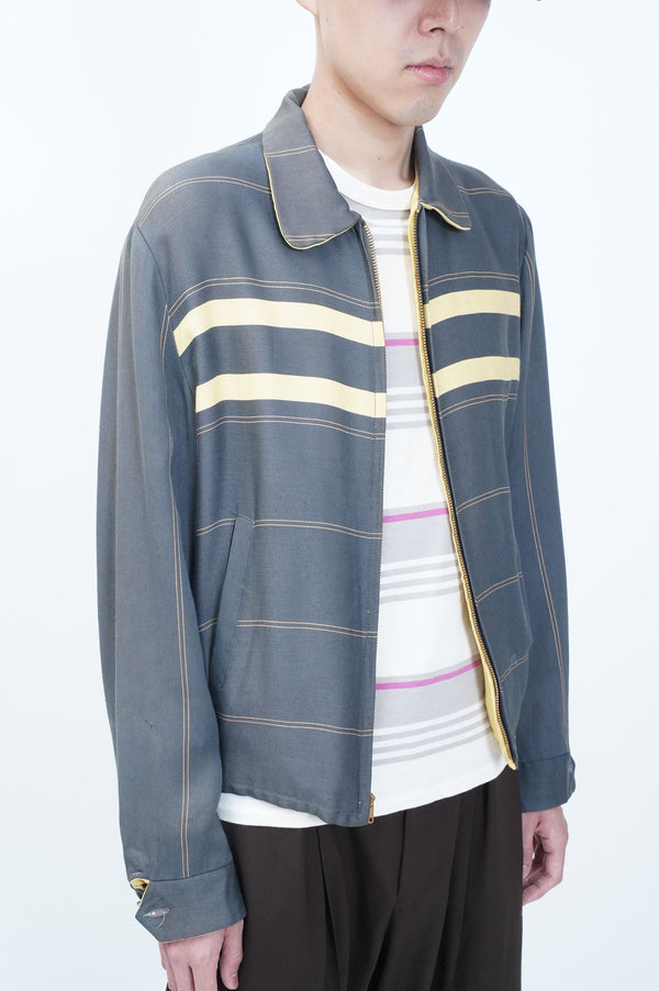 50's "UNKNOWN" -Reversible Rayon Gabardine Zip-up Jacket-