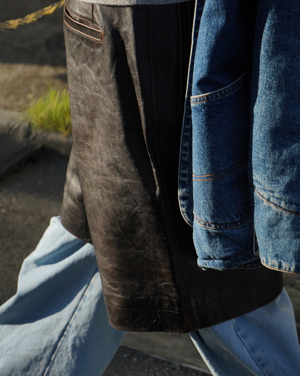 KHOKI -Leather Baggy Shorts-