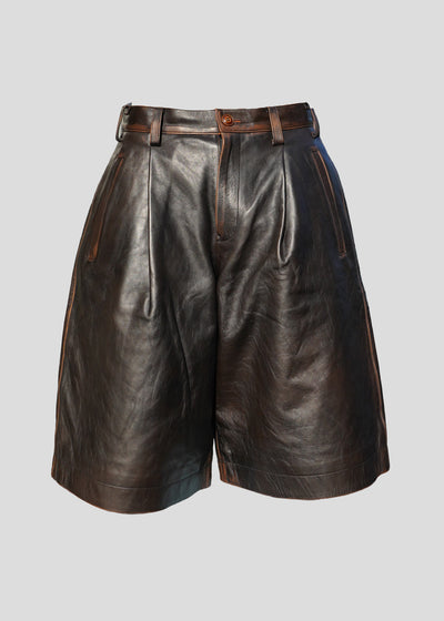 KHOKI -Leather Baggy Shorts-