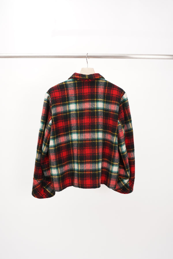 70's "UNKNOWN" -Handmade Check Pattern Wool Sport Blouson-