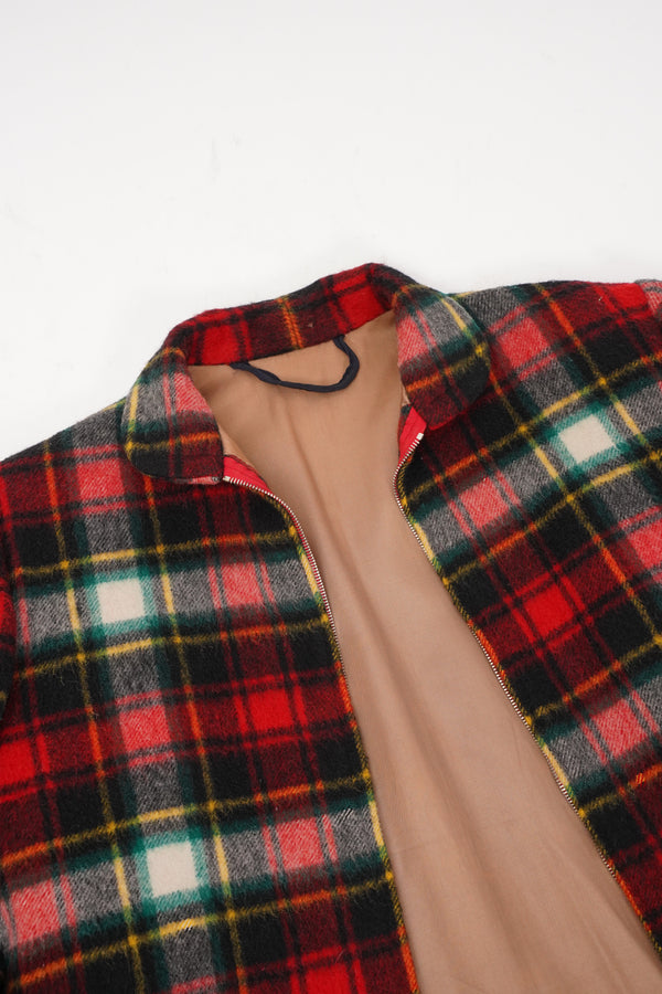 70's "UNKNOWN" -Handmade Check Pattern Wool Sport Blouson-