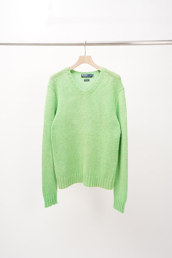 90's "POLO Ralph Lauren" -LINEN/COTTON/SILK V-neck Knit Sweater-