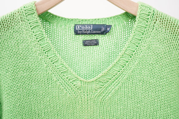 90's "POLO Ralph Lauren" -LINEN/COTTON/SILK V-neck Knit Sweater-