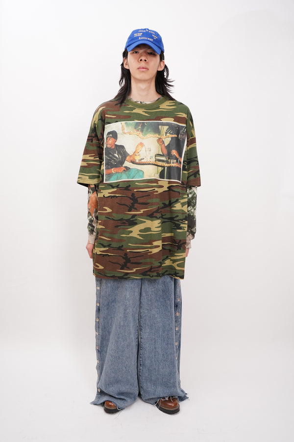 "UNKNOWN" -Side Snap Baggy Denim Pants-