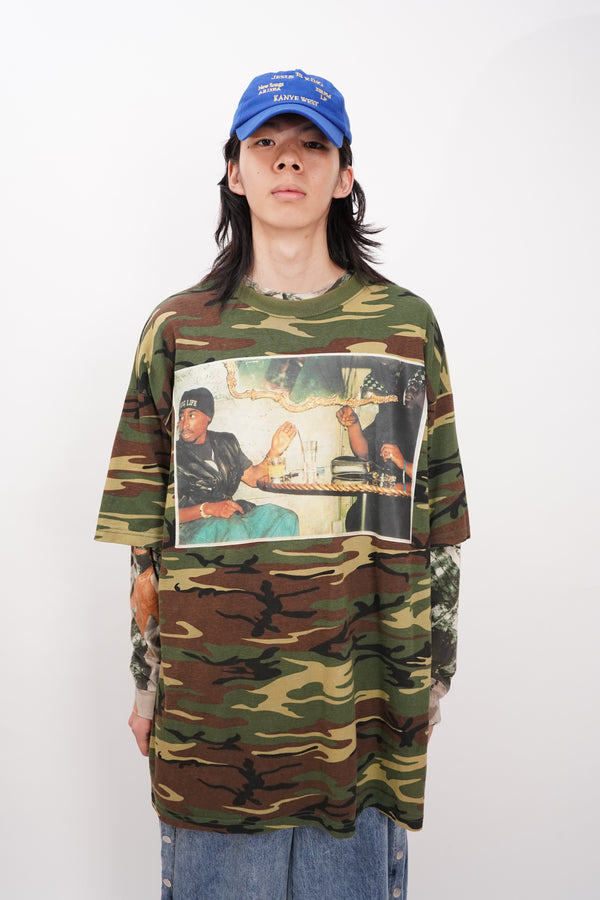 2000's "SUN WEAR"-"2Pac/B.I.G" Camo Pattern S/S Tee-