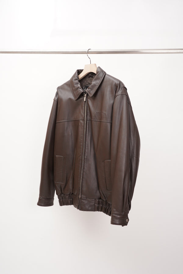 "Sean John" -Emboss Logo Leather Jacket-