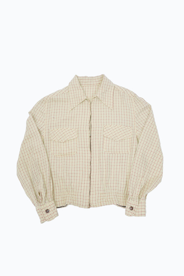 40~50's "UNKNOWN" -Wool Flannel Zip-up Jacket-
