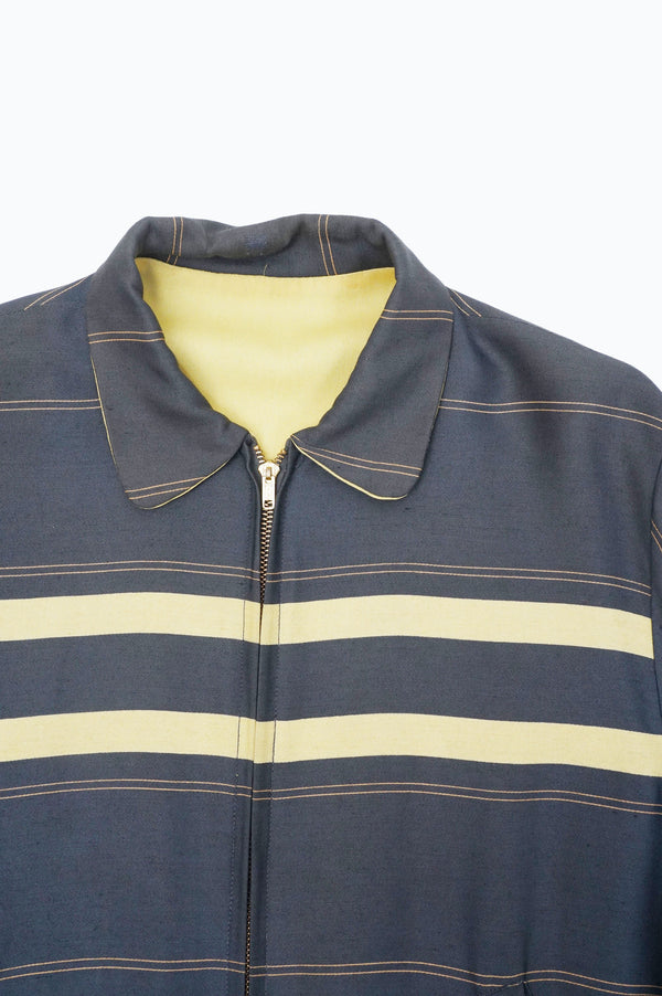 50's "UNKNOWN" -Reversible Rayon Gabardine Zip-up Jacket-