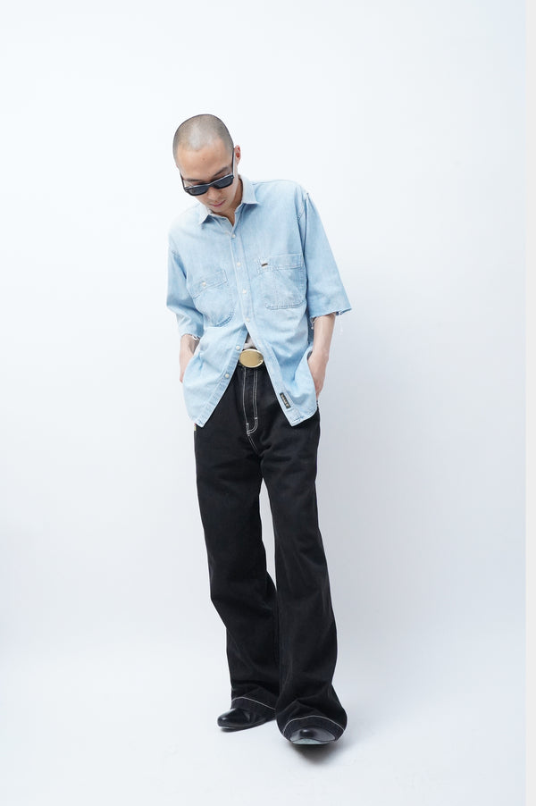 2000's "Timberland" -"Made in ITALY" Cut off Denim Shirt-