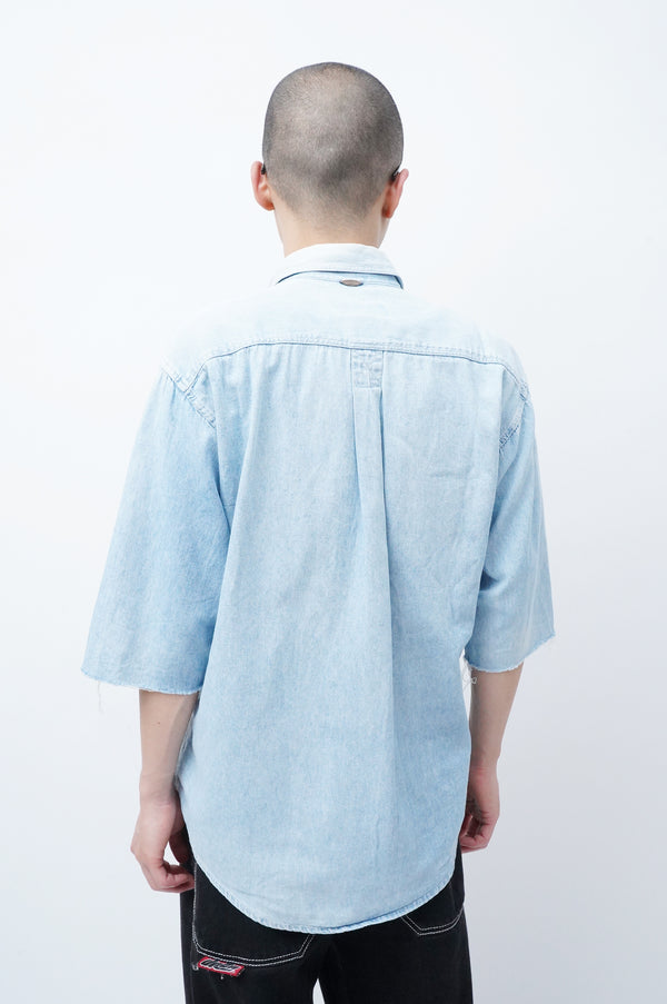2000's "Timberland" -"Made in ITALY" Cut off Denim Shirt-