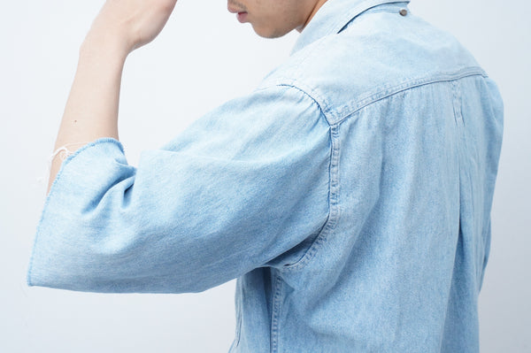 2000's "Timberland" -"Made in ITALY" Cut off Denim Shirt-
