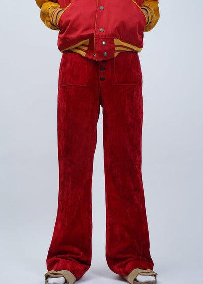 70's “UNKNOWN” -Velour Sailor Type Flare Pants-
