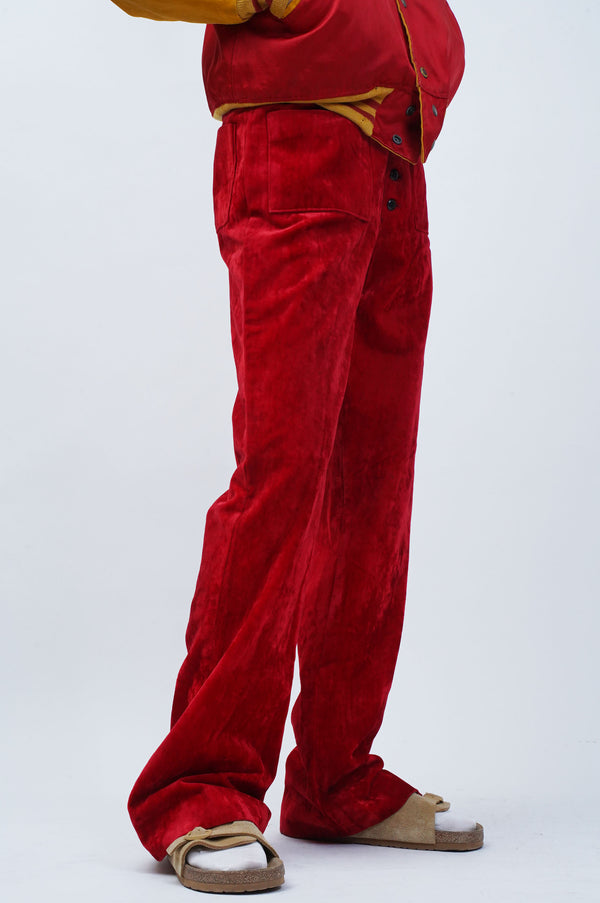 70's “UNKNOWN” -Velour Sailor Type Flare Pants-