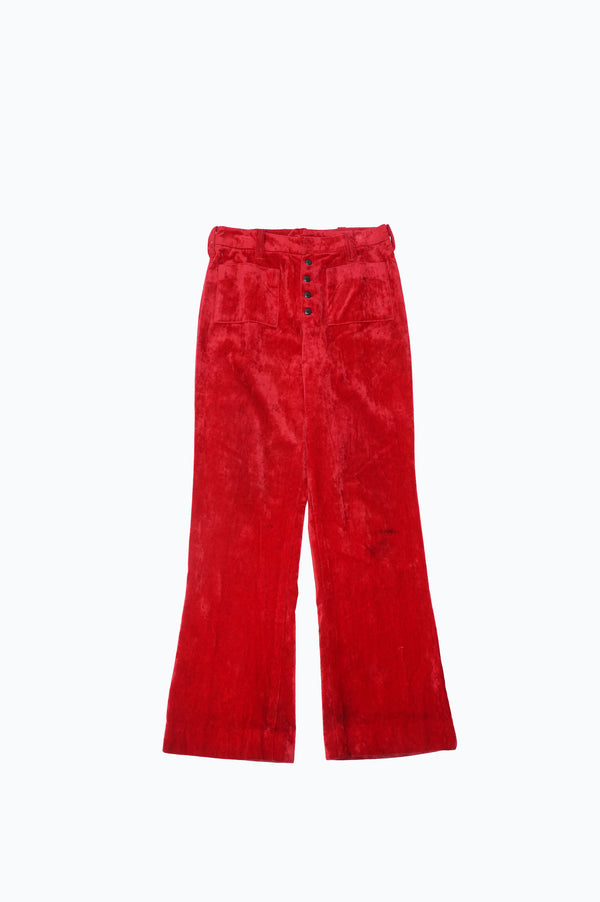70's “UNKNOWN” -Velour Sailor Type Flare Pants-